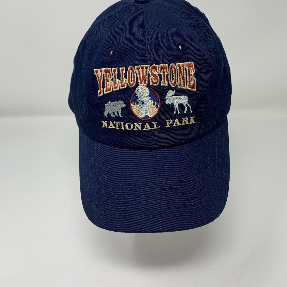 Yellowstone National Park Hat Cap Baseball Strap Back One Size Blue Mens Outdoor
